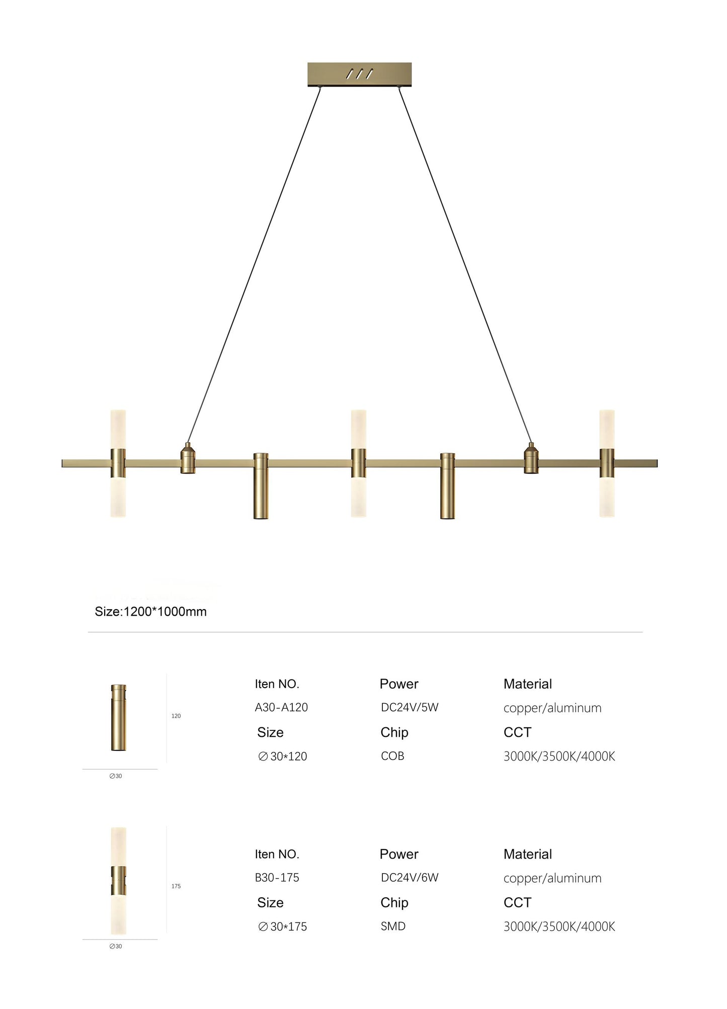 EP-L011 LED Pendant Light Brass Light Docoration light 24V Docoration lights Professional Design Customizable Indoor LED Modern Chandelier Brass Track Lighting