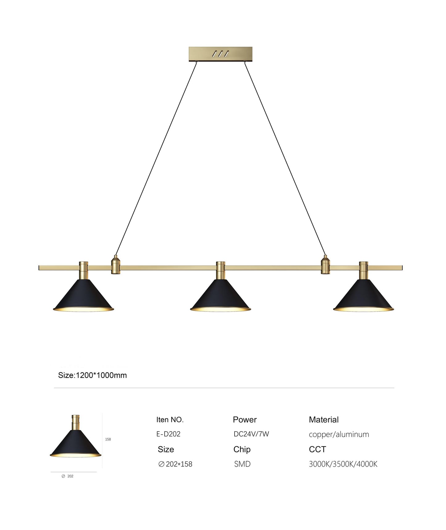 EP-L012 LED Pendant Light Brass Light Docoration light 24V Docoration lights Professional Design Customizable Indoor LED Modern Chandelier Brass Track Lighting