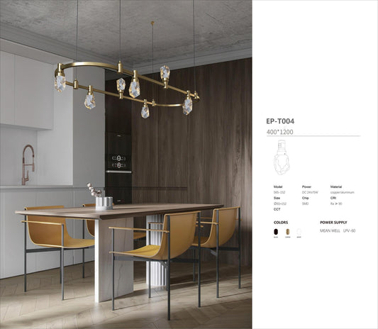 EP-T004Hotel Track Lighting Brass Remote Dimmable Elegant Minimalist Style Intelligent Brass Track Lighting LED Pendant Light Brass Light Docoration light 24V