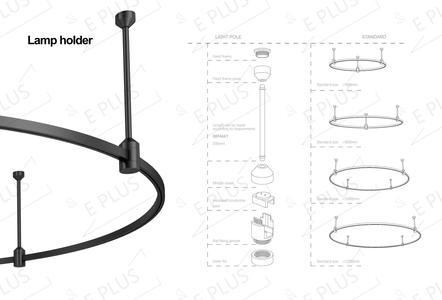 EP-R002 Hotel Track Lighting Brass Remote Dimmable Elegant Minimalist Style Intelligent Brass Track Lighting LED Pendant Light Brass Light Docoration light 24V